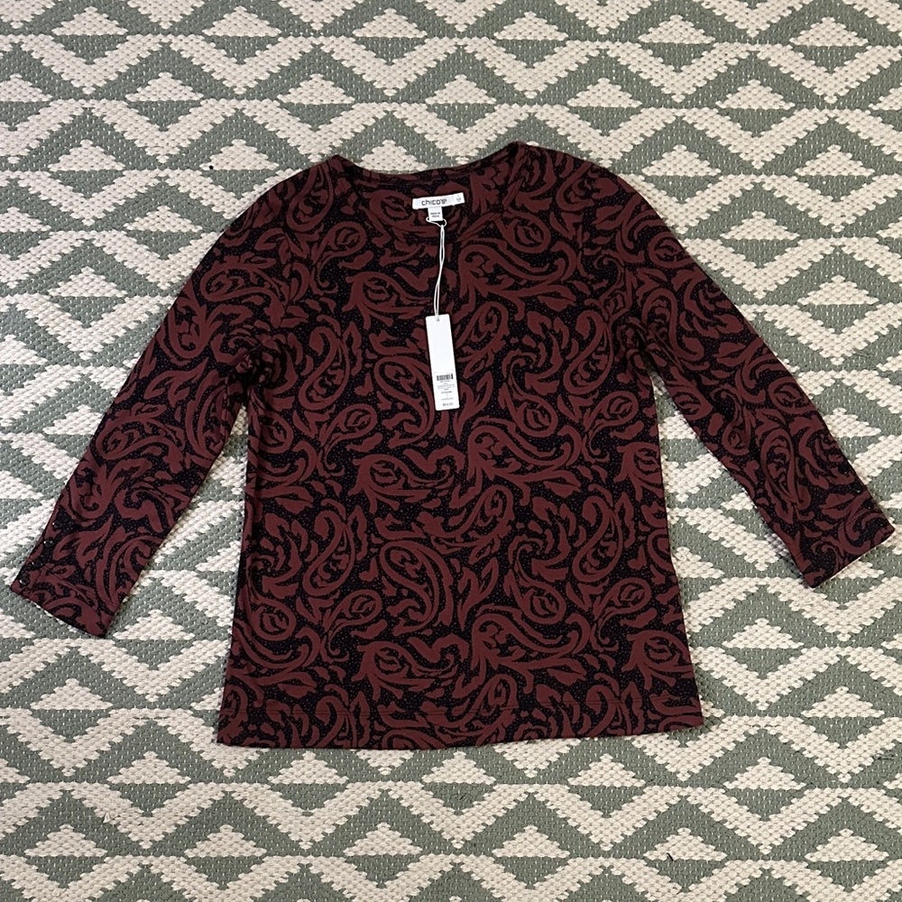 Chico's Brown and Black Paisley Blouse